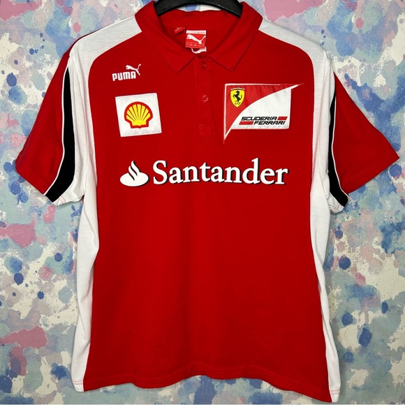 Scuderia Ferrari Mens PUMA Red Polo Shirt Size Large Racing C17 - Picture 1 of 5